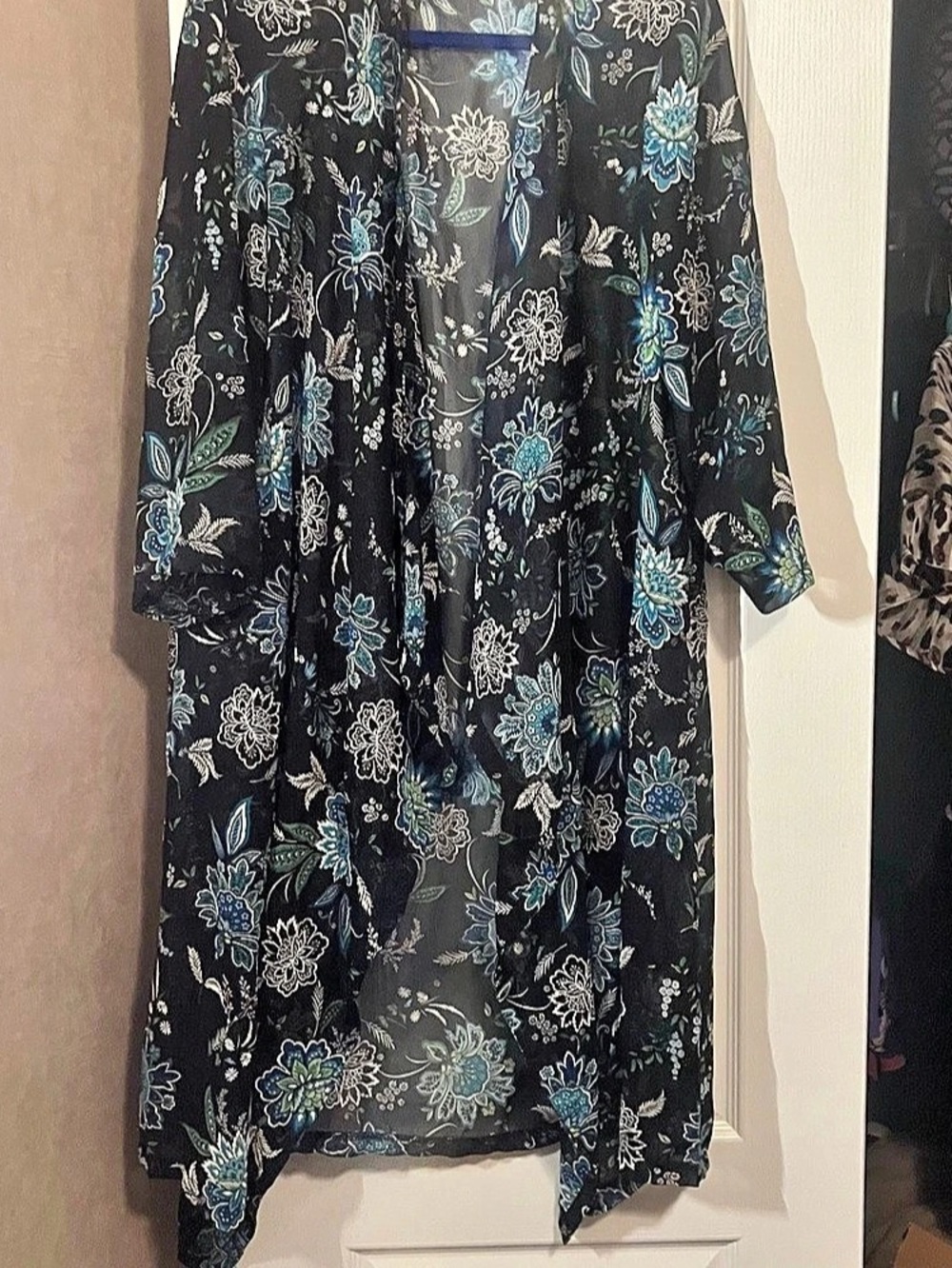 Serengeti Floral Midi Dress in Black & Blue Size XL